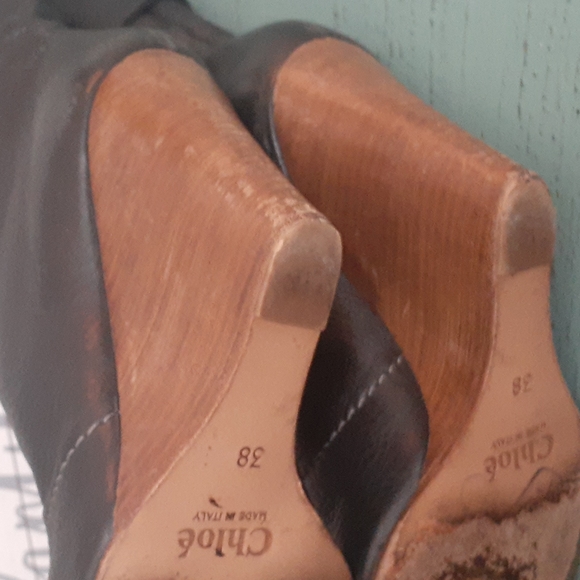 CHLOE BLACK LESTHER WEDGE BOOTS SZ 38 EUR - Picture 6 of 6